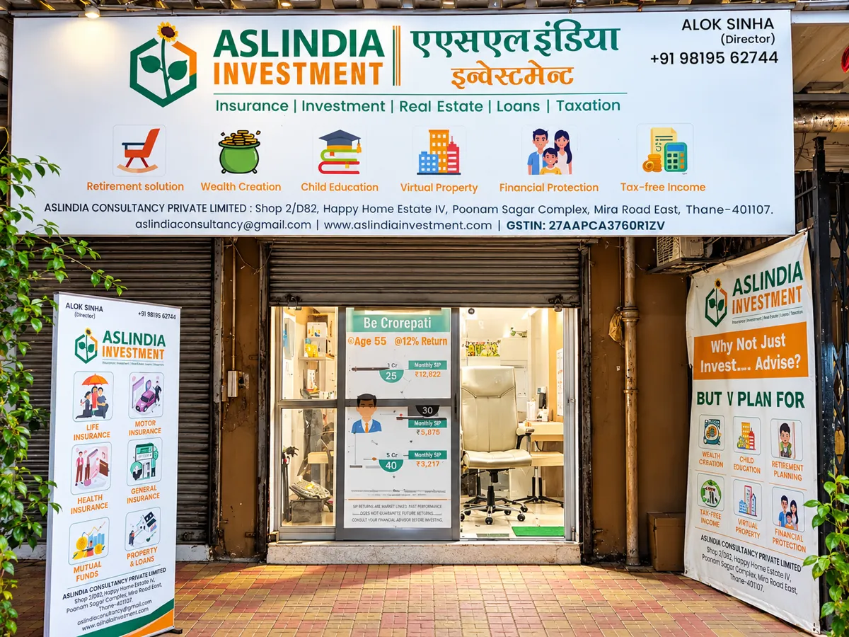 ASLINDIA INVESTMENT office front, Poonam Sagar Complex, Mira Road East